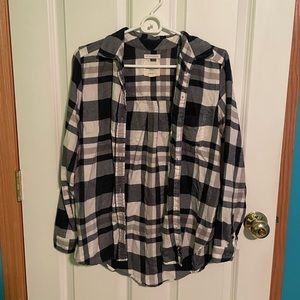 Dark Blue and White Flannel Shirt
